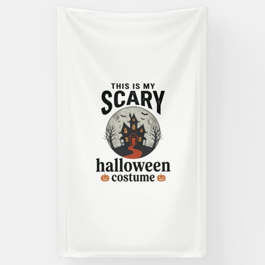Gruseliges Halloween-Kostenüm Spukhaus Vektor-Desi Banner (Vertikal)