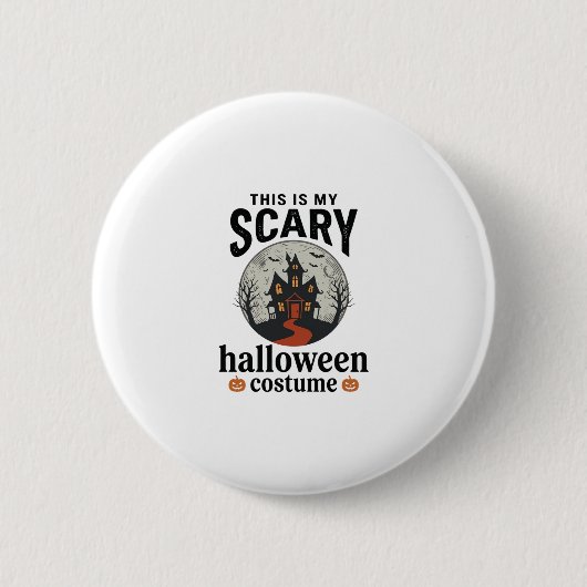 Gruseliges Halloween-Kostenüm Spukhaus Vektor-Desi Button (Vorderseite)