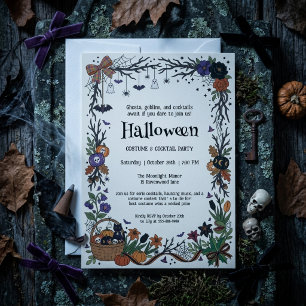 Gruseliges Halloween-Kostenüm- und Cocktailparty-E Einladung