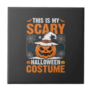 Gruseliges Halloween-Kostüm Kürbis-Hexenhut-Design Fliese