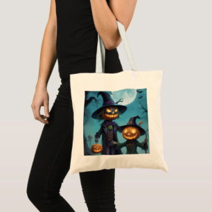 Gruseliges Halloween-Kürbis-Duo Tragetasche