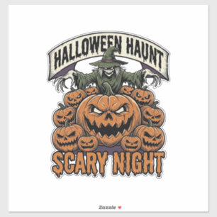 Gruseliges Halloween-Kürbis Vintage Gravur Shirt A Aufkleber