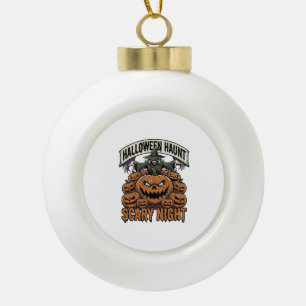 Gruseliges Halloween-Kürbis Vintage-Gravur-Shirt A Keramik Kugel-Ornament