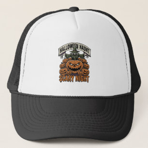 Gruseliges Halloween-Kürbis Vintage-Stickerei-Shir Truckerkappe