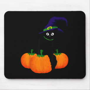 Gruseliges Halloween-Schwarze-Katze-und-Kürbis-lus Mousepad