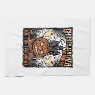 Gruseliges Halloween-Shirt Vintage-Geist-Kürbis-Ku Geschirrtuch