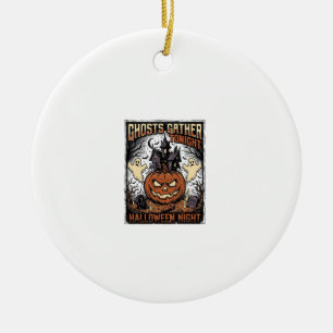Gruseliges Halloween-Shirt Vintage-Geist-Kürbis-Ku Keramik Ornament