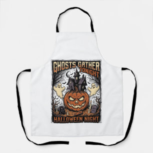 Gruseliges Halloween-Shirt Vintage-Geist-Kürbis-Ku Schürze