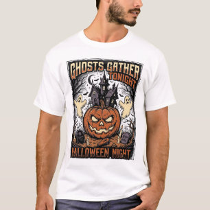 Gruseliges Halloween-Shirt Vintage-Geist-Kürbis-Ku T-Shirt