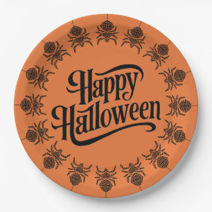 Gruseliges Halloween-Spinnenmuster Pappteller
