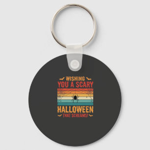 Gruseliges Halloween-Spinnennetz-Sonnenuntergangsd Schlüsselanhänger