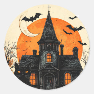 Gruseliges Halloween-Spookhaus Runder Aufkleber