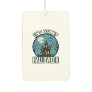 Gruseliges Halloween Spukhaus Vintage-Shirt-Design Autolufterfrischer