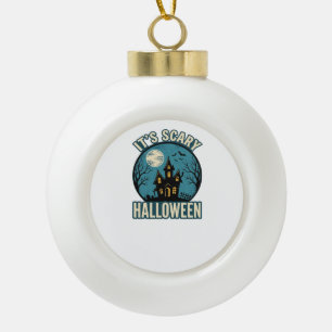 Gruseliges Halloween Spukhaus Vintage-Shirt-Design Keramik Kugel-Ornament