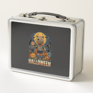 Gruseliges Halloween-Süßigkeiten-oder-Saures-Kürbi Metall Brotdose
