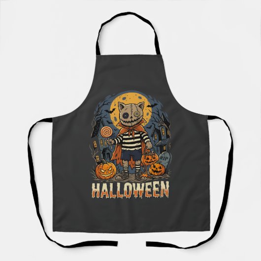 Gruseliges Halloween-Süßigkeiten-oder-Saures-Kürbi Schürze (Vorderseite)