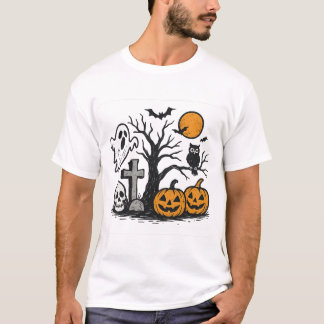 Gruseliges Halloween-Szene Herren T-Shirt