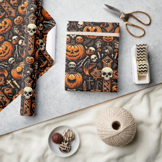 Gruseliges Halloween-Themen-Kachel Geschenkpapier (Kunsthandwerk)