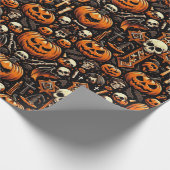 Gruseliges Halloween-Themen-Kachel Geschenkpapier (Ecke)