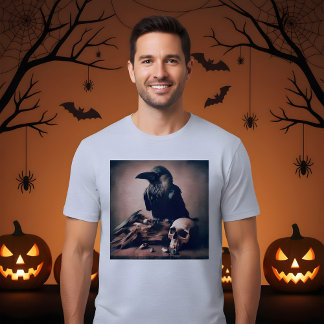 Gruseliges Halloween-Vintage-Raben-Maldesign Tri-Blend Shirt