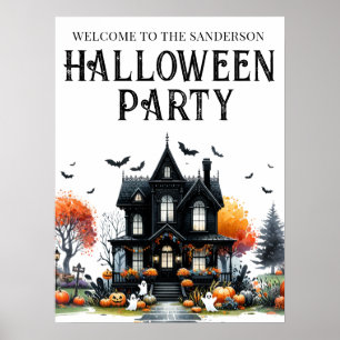 Gruseliges Haus Halloween Party Schild