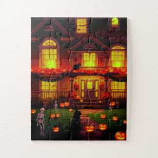 Gruseliges Haus in der Halloween-Nacht Puzzle