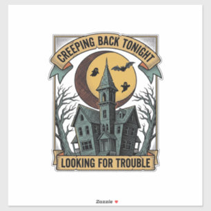 Gruseliges Haus-Shirt mit graviertem spooky manor Aufkleber