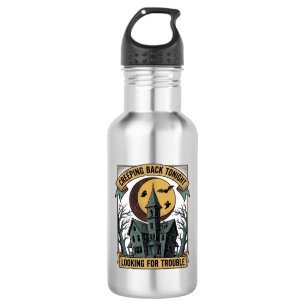 Gruseliges Haus-Shirt mit graviertem spooky manor Edelstahlflasche