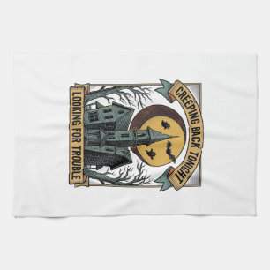 Gruseliges Haus-Shirt mit graviertem spooky Manor  Geschirrtuch