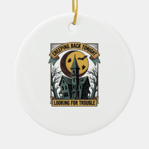 Gruseliges Haus-Shirt mit graviertem spooky manor  Keramik Ornament
