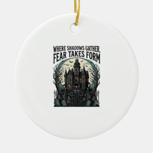Gruseliges Haus Zitat-Shirt Vintage Gothic Friedho Keramik Ornament