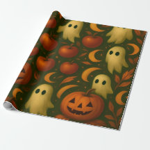 🎃 Gruseliges Herbst-Wrap-Papier – Geister, Kürbis