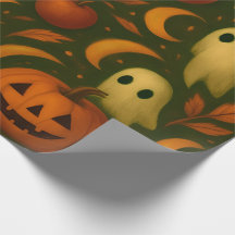 🎃 Gruseliges Herbst-Wrap-Papier – Geister, Kürbis