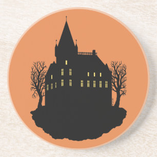 Gruseliges Herrenhaus als Silhouette Getränkeuntersetzer