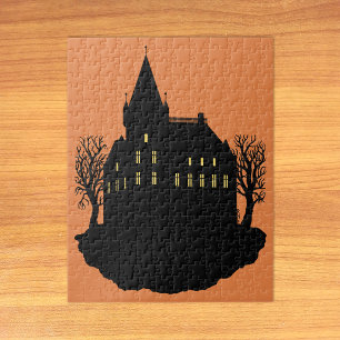 Gruseliges Herrenhaus als Silhouette Puzzle