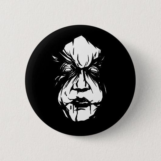 Gruseliges Hexengesicht Button (Vorderseite)