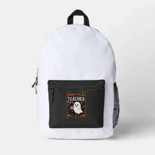 Gruseliges Lehrer Halloween-Geist-Design_1 Bedruckter Rucksack
