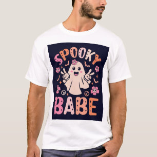 Gruseliges Mädchen Retro Rosa Geist Friedenszeiche T-Shirt