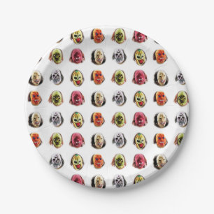 Gruseliges Maskenmuster Pappteller