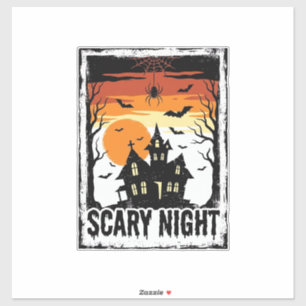 Gruseliges Nacht Spukhaus Vintage Halloween-Shirt_ Aufkleber