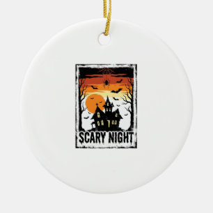Gruseliges Nacht Spukhaus Vintage Halloween-Shirt_ Keramik Ornament