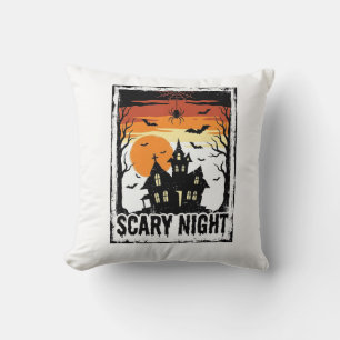 Gruseliges Nacht Spukhaus Vintage Halloween-Shirt_ Kissen