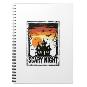 Gruseliges Nacht Spukhaus Vintage Halloween-Shirt_ Notizblock