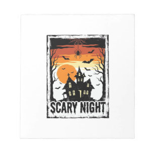 Gruseliges Nacht Spukhaus Vintage Halloween-Shirt_ Notizblock