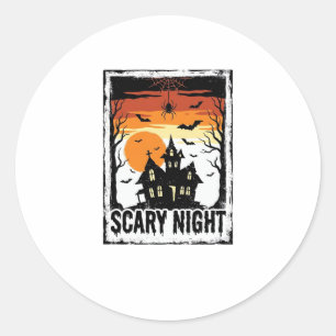 Gruseliges Nacht Spukhaus Vintage Halloween-Shirt_ Runder Aufkleber