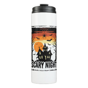 Gruseliges Nacht Spukhaus Vintage Halloween-Shirt_ Thermosbecher