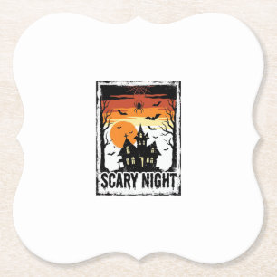 Gruseliges Nacht Spukhaus Vintage Halloween-Shirt_ Untersetzer