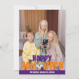 Gruseliges orange Spinnennetz Frohes Halloween Fot Feiertagskarte