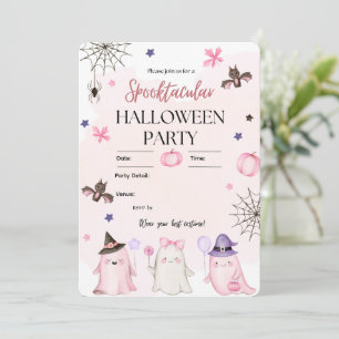 Gruseliges Pastell Süße Geister Halloween-Party Einladung