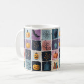 Gruseliges Patchwork-Halloween-Icon-Muster Kaffeetasse (Vorderseite Links)